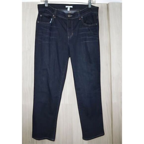 Eileen Fisher Womens 10 Mid Rise Dark Wash Straight Leg Organic Cotton  Jeans - Picture 1 of 9